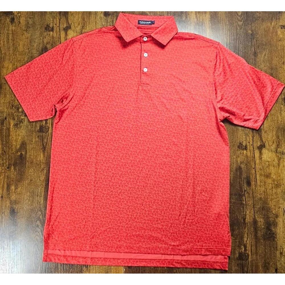Southern Marsh Polo Shirt Mens M Red‎ Geometric Golf Breathable Lightweight